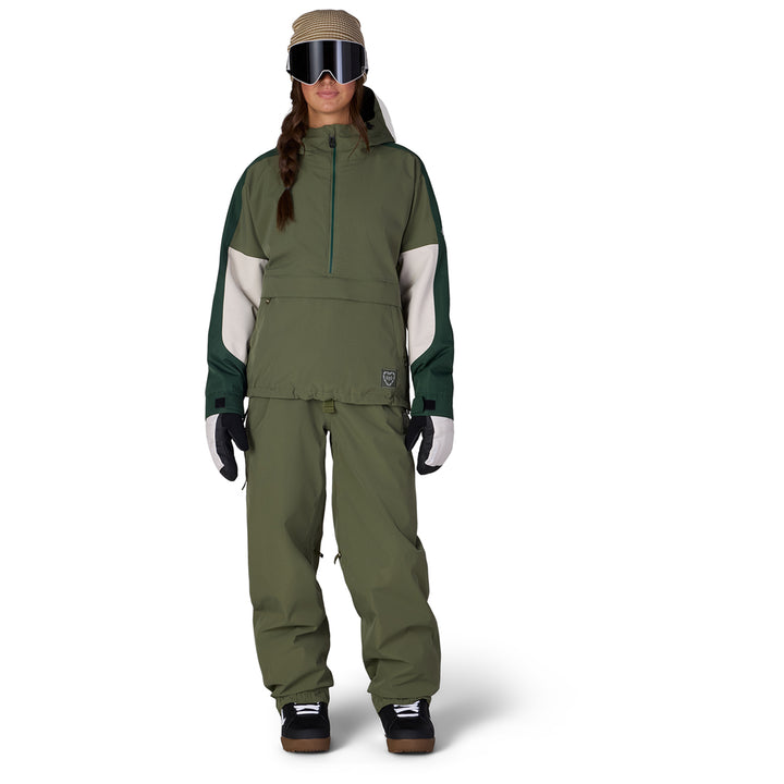 686 Outline Shell Anorak - Women's Fatigue Green Colorblock