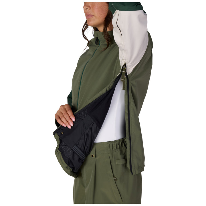 686 Outline Shell Anorak - Women's Fatigue Green Colorblock
