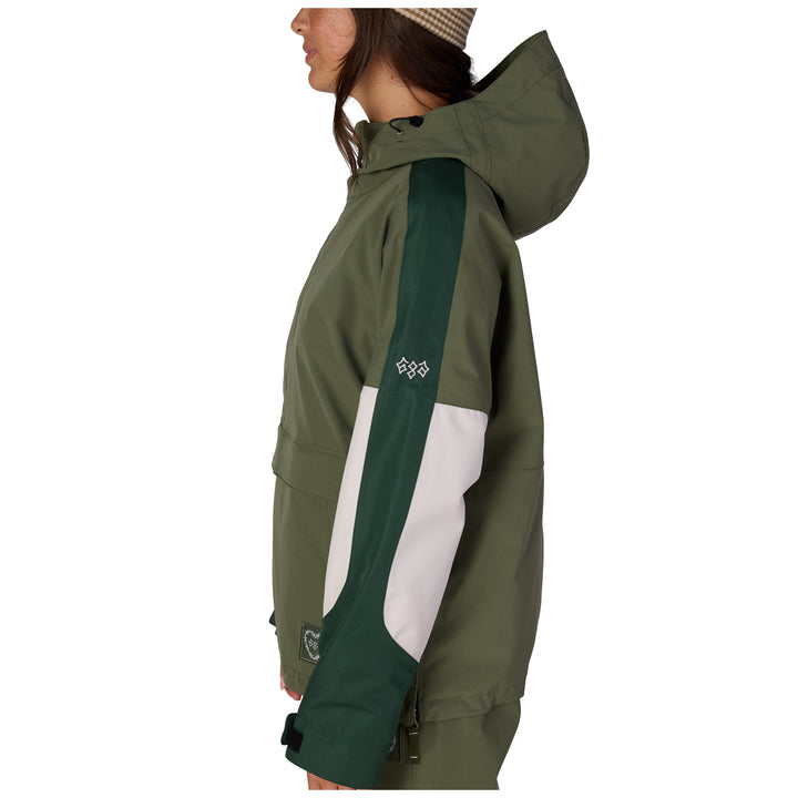 686 Outline Shell Anorak - Women's Fatigue Green Colorblock