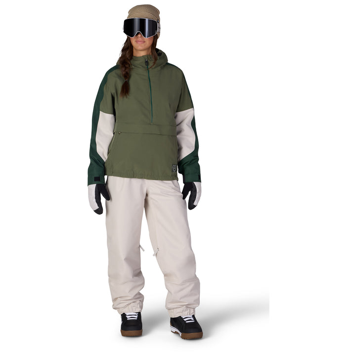 686 Outline Shell Anorak - Women's Fatigue Green Colorblock