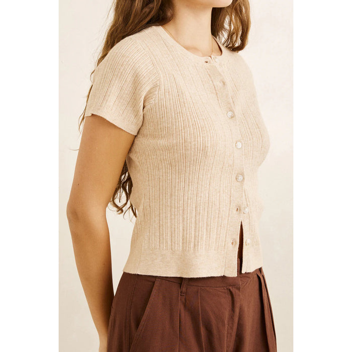 Rhythm Dana Short-Sleeve Cardigan - Women's Oat
