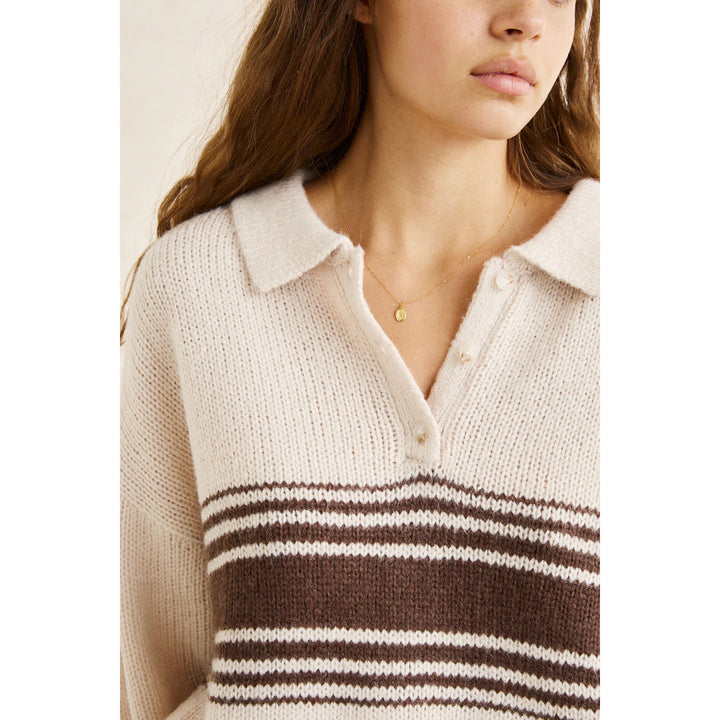 Rhythm Strata Knit Collared Jumper - Women's Natural