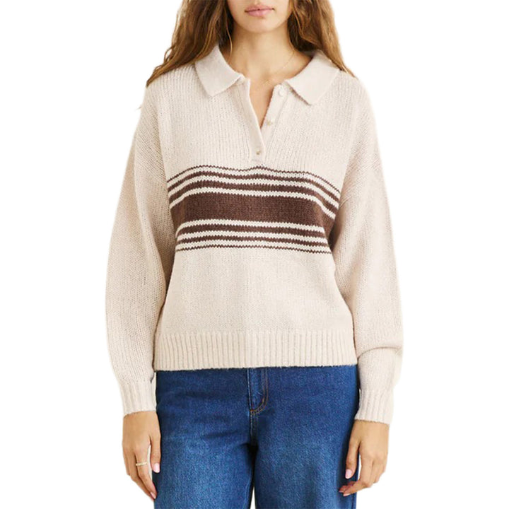 Rhythm Strata Knit Collared Jumper - Women's Natural