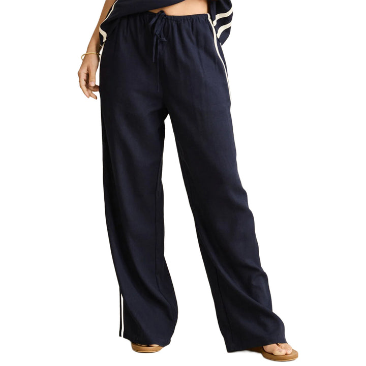Rhythm Contrast Linen Track Pants - Women's Ocean