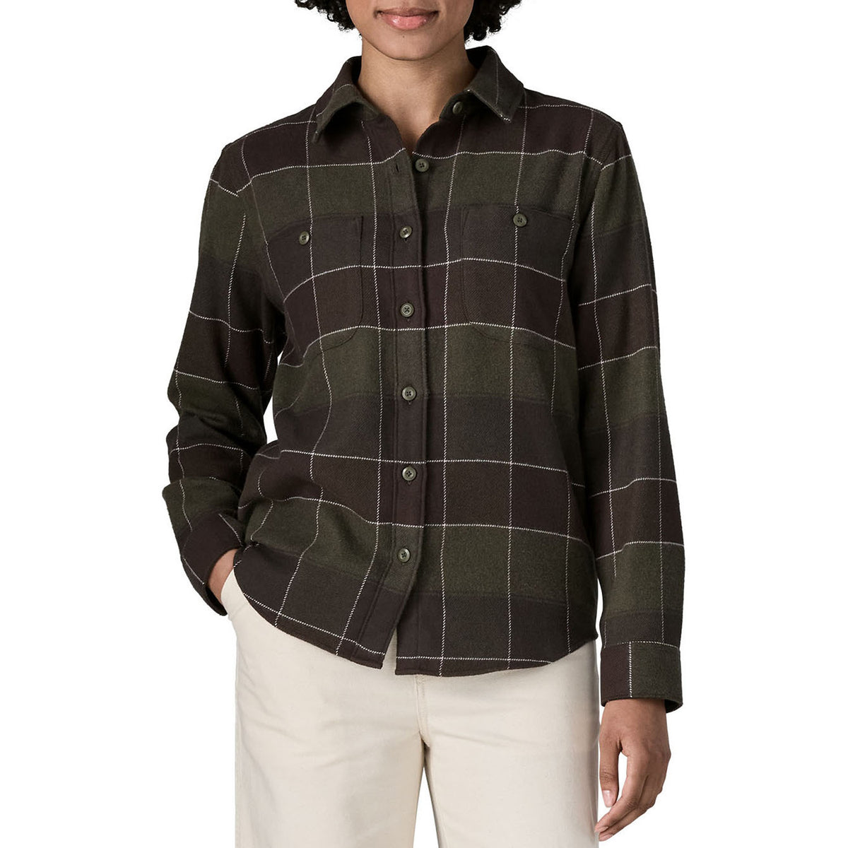 Patagonia Fjord Flannel Shirt - Women's Snow Owl: Basin Green