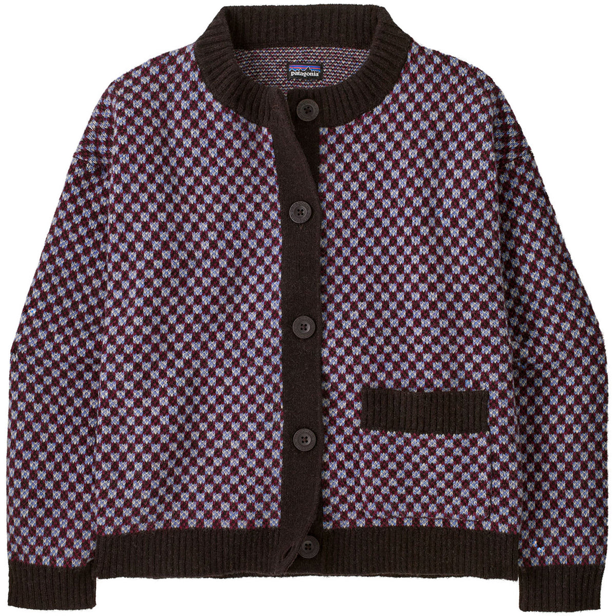 Patagonia Recycled Wool-Blend Sweater Jacket - Women's Checkered: Diver Blue
