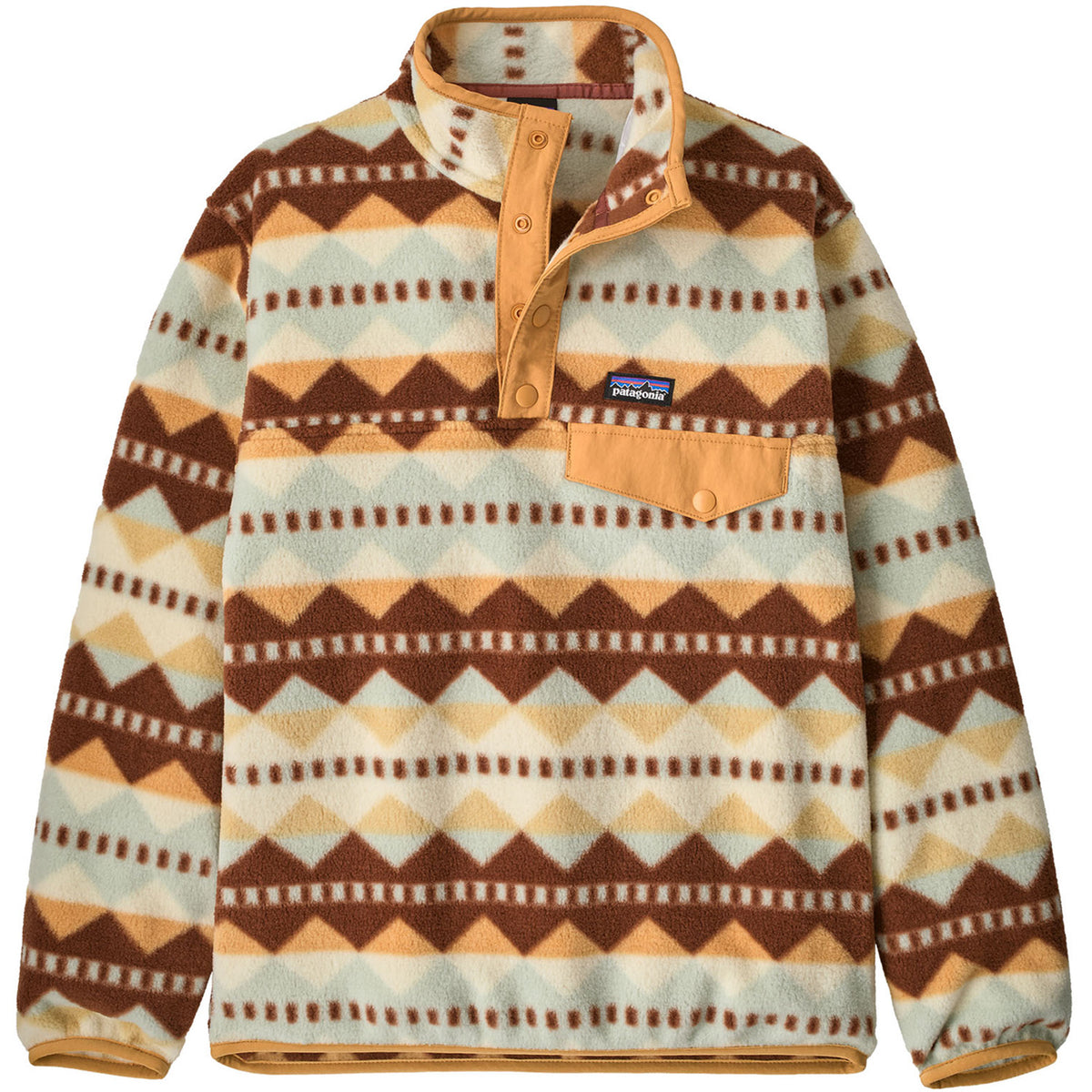 Patagonia Lightweight Synchilla Snap-T Pullover - Kids' Diamond Stripe: Flurry Green