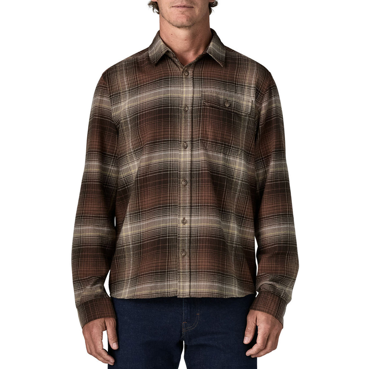 Patagonia Long-Sleeve Lightweight Fjord Flannel Shirt - Men's Melting Ombre: Den Brown