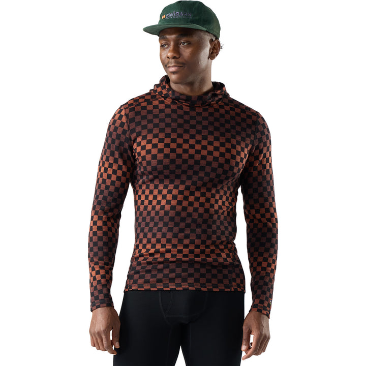Smartwool Classic Thermal Merino Base Layer Hoodie - Men's Burnt Sienna Check
