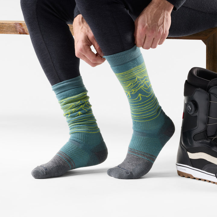 Smartwool Snowboard Full Cushion Iguchi Pattern OTC Socks Dusty Teal