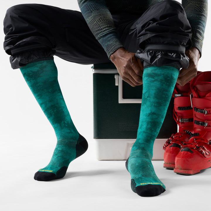 Smartwool Ski Zero Cushion Shale Print OTC Socks Dusty Teal