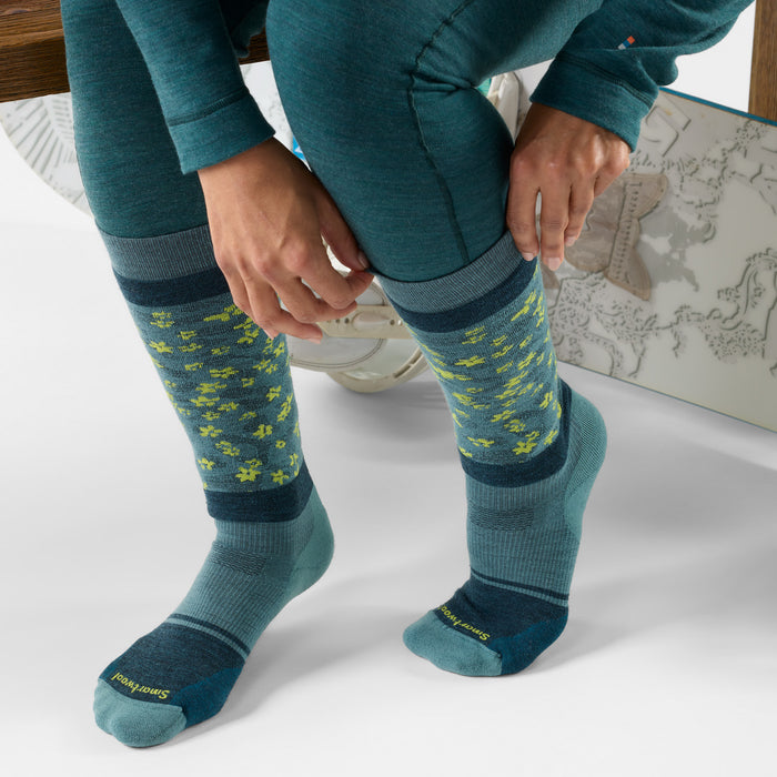 Smartwool Snowboard Targeted Cushion Wild Blossom OTC Socks - Women's Dusty Teal