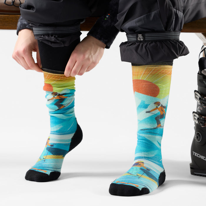 Smartwool Ski Targeted Cushion Steep Days Print OTC Socks - Women's Serene Blue
