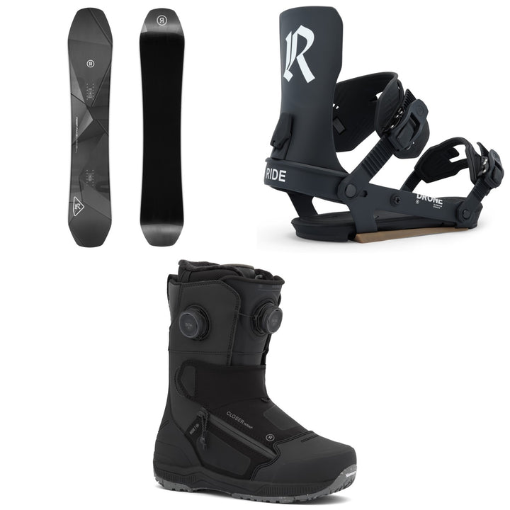 Ride Deep Fake Snowboard + Drone Snowboard Bindings + Insano Snowboard Boots 2027
