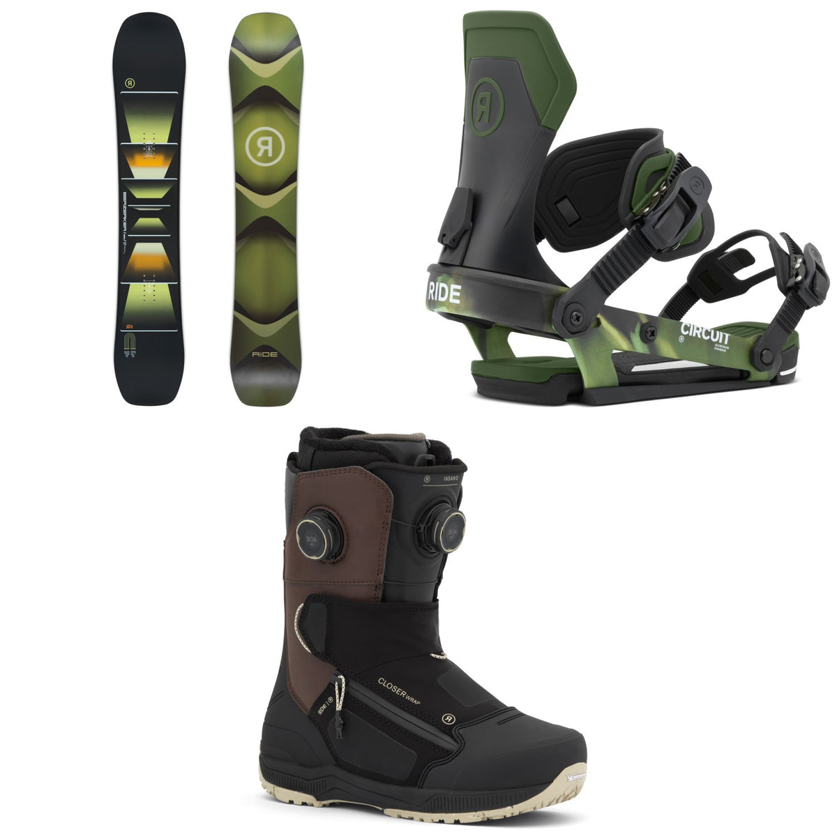 Ride Berzerker Snowboard + Circuit Snowboard Bindings + Insano Snowboard Boots 2027
