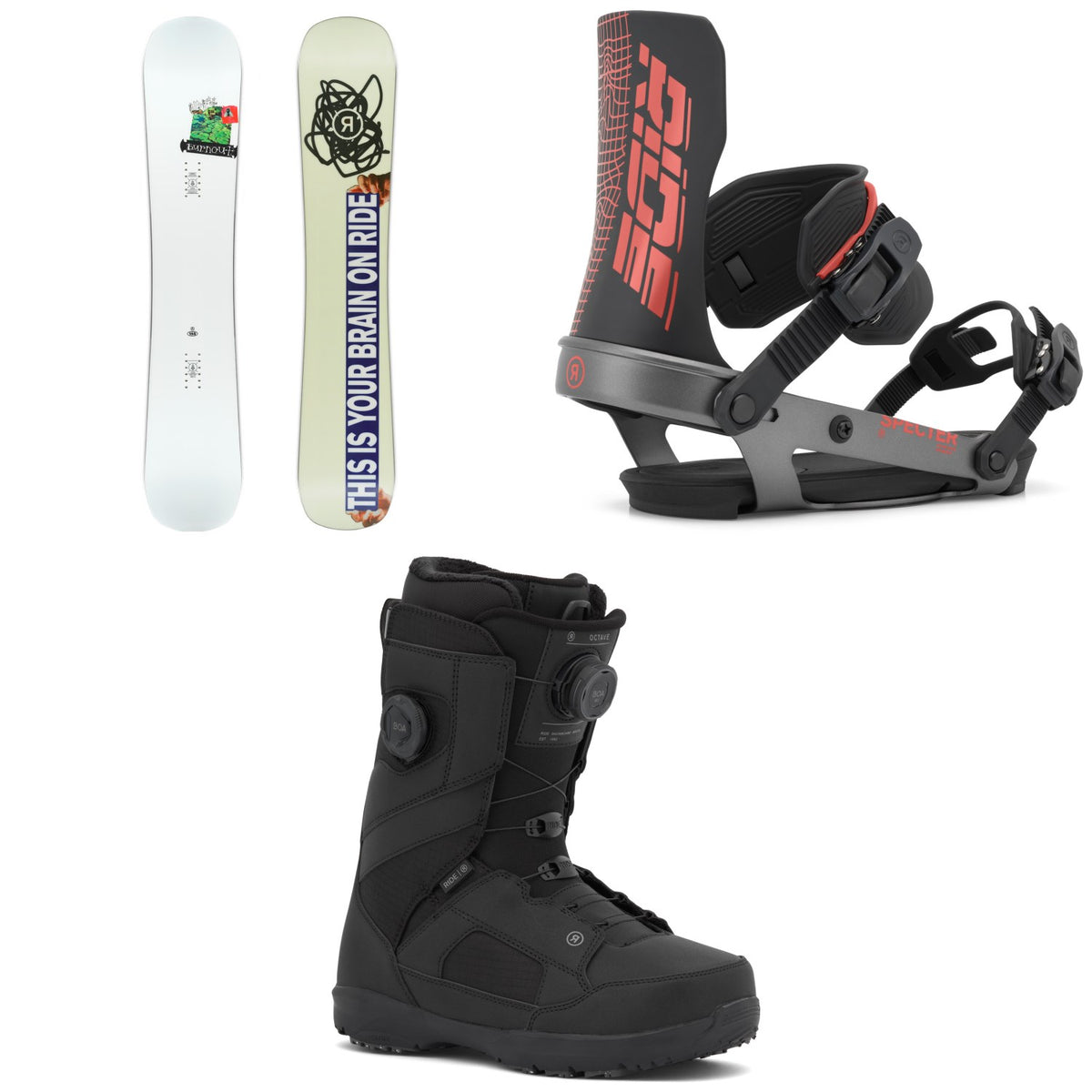 Ride Burnout Snowboard + Specter Snowboard Bindings + Octave Snowboard Boots 2027