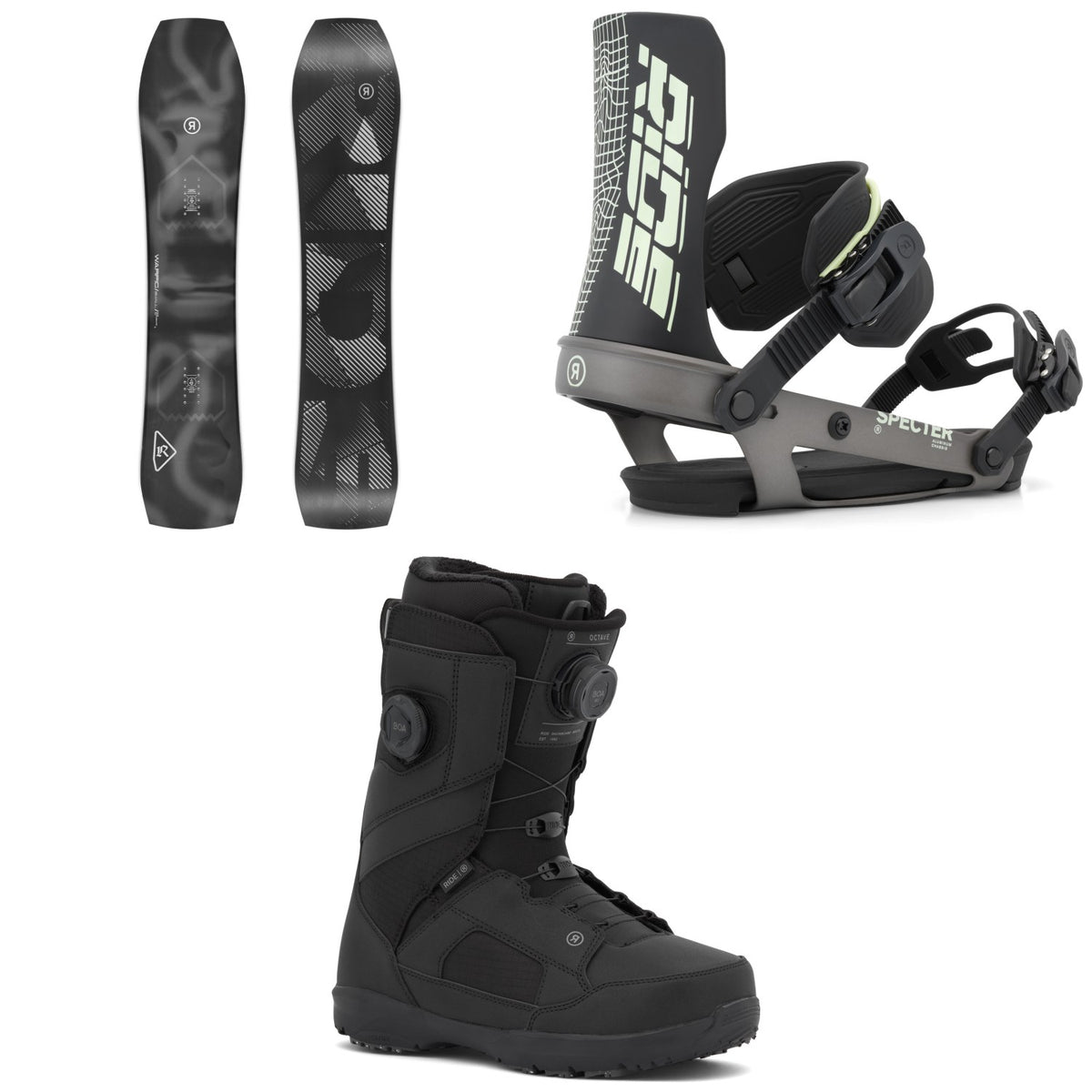 Ride Warpig Snowboard + Specter Snowboard Bindings + Octave Snowboard Boots 2027