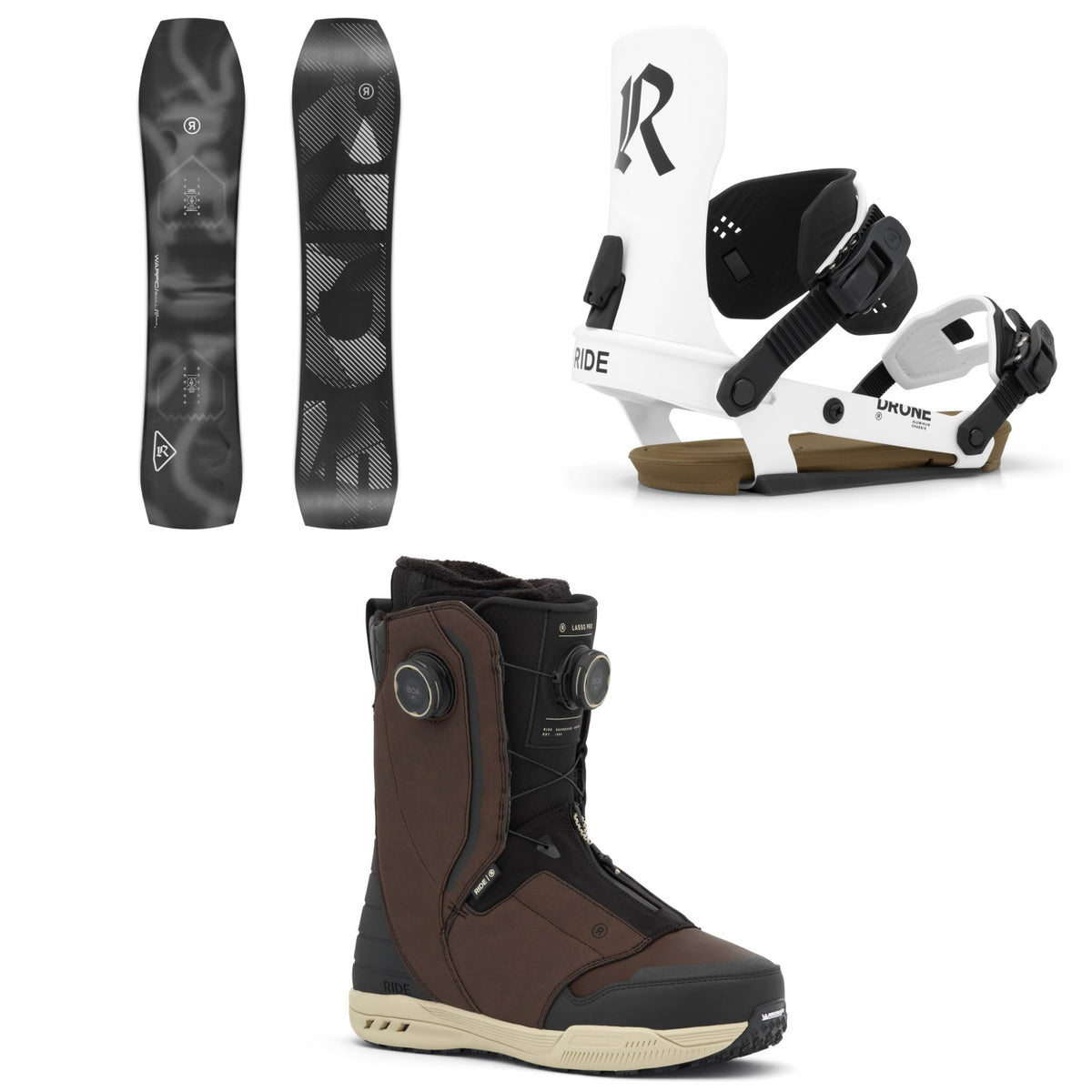 Ride Warpig Snowboard + Drone Snowboard Bindings + Lasso Pro Snowboard Boots 2027