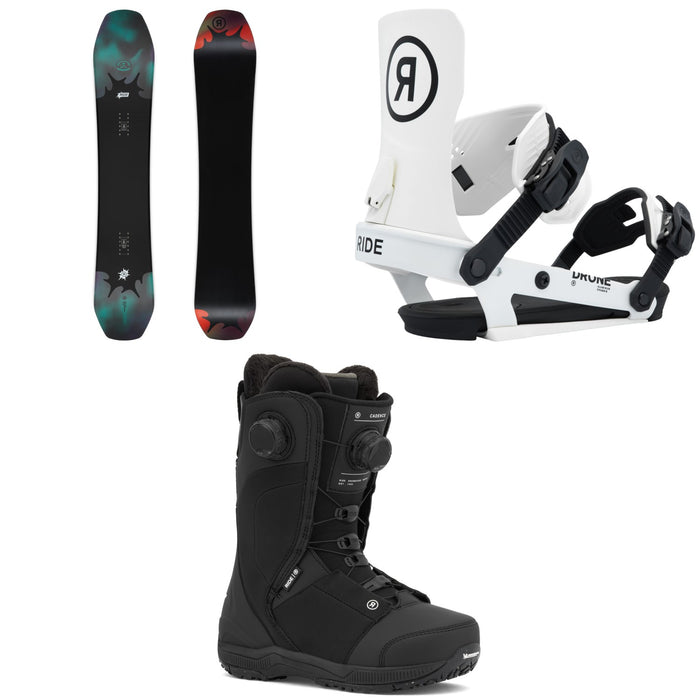 Ride Deep Fake Snowboard + Drone Snowboard Bindings + Cadence Snowboard Boots - Women's 2026