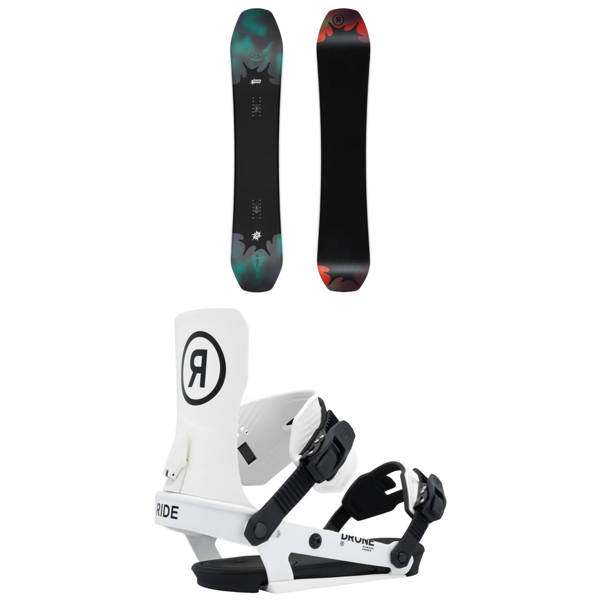 Ride Deep Fake Snowboard + Drone Snowboard Bindings - Women's 2026