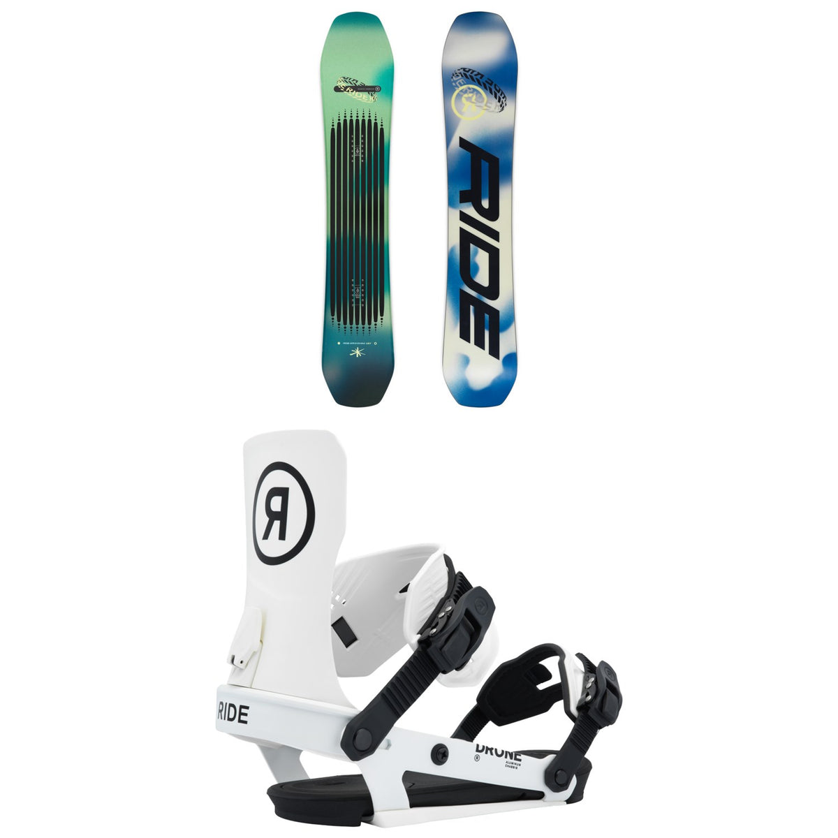 Ride Moderator Snowboard + Drone Snowboard Bindings - Women's 2026