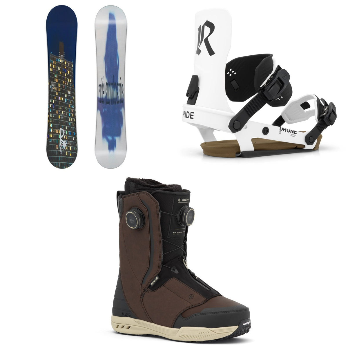 Ride Kink Snowboard + Drone Snowboard Bindings + Lasso Pro Snowboard Boots 2027