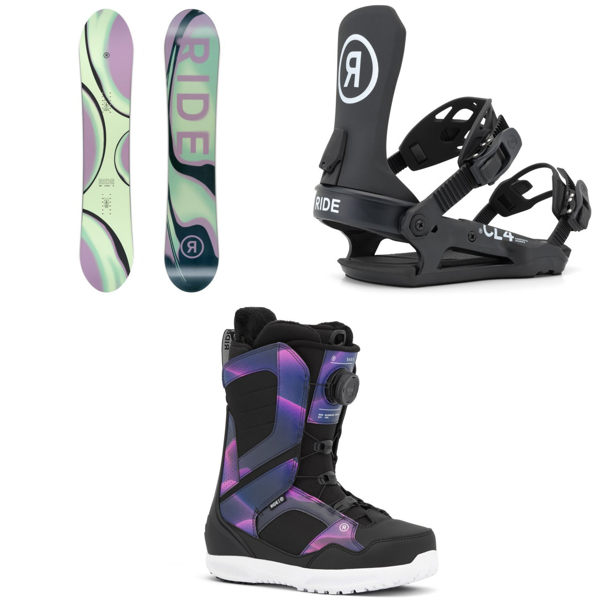 Ride Compact Snowboard + CL-4 Snowboard Bindings + Sage Snowboard Boots - Women's 2027