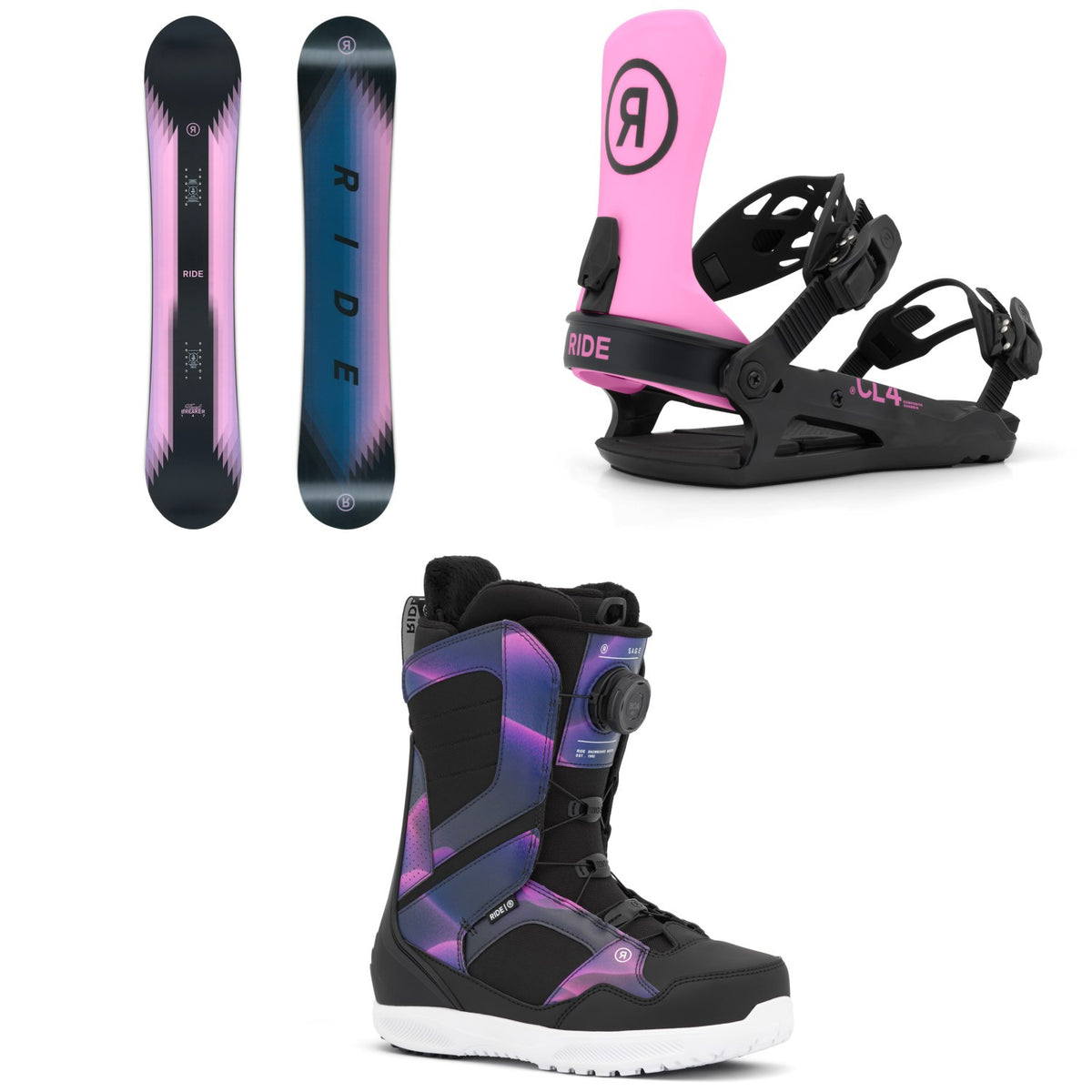 Ride Heartbreaker Snowboard + CL-4 Snowboard Bindings + Sage Snowboard Boots - Women's 2027