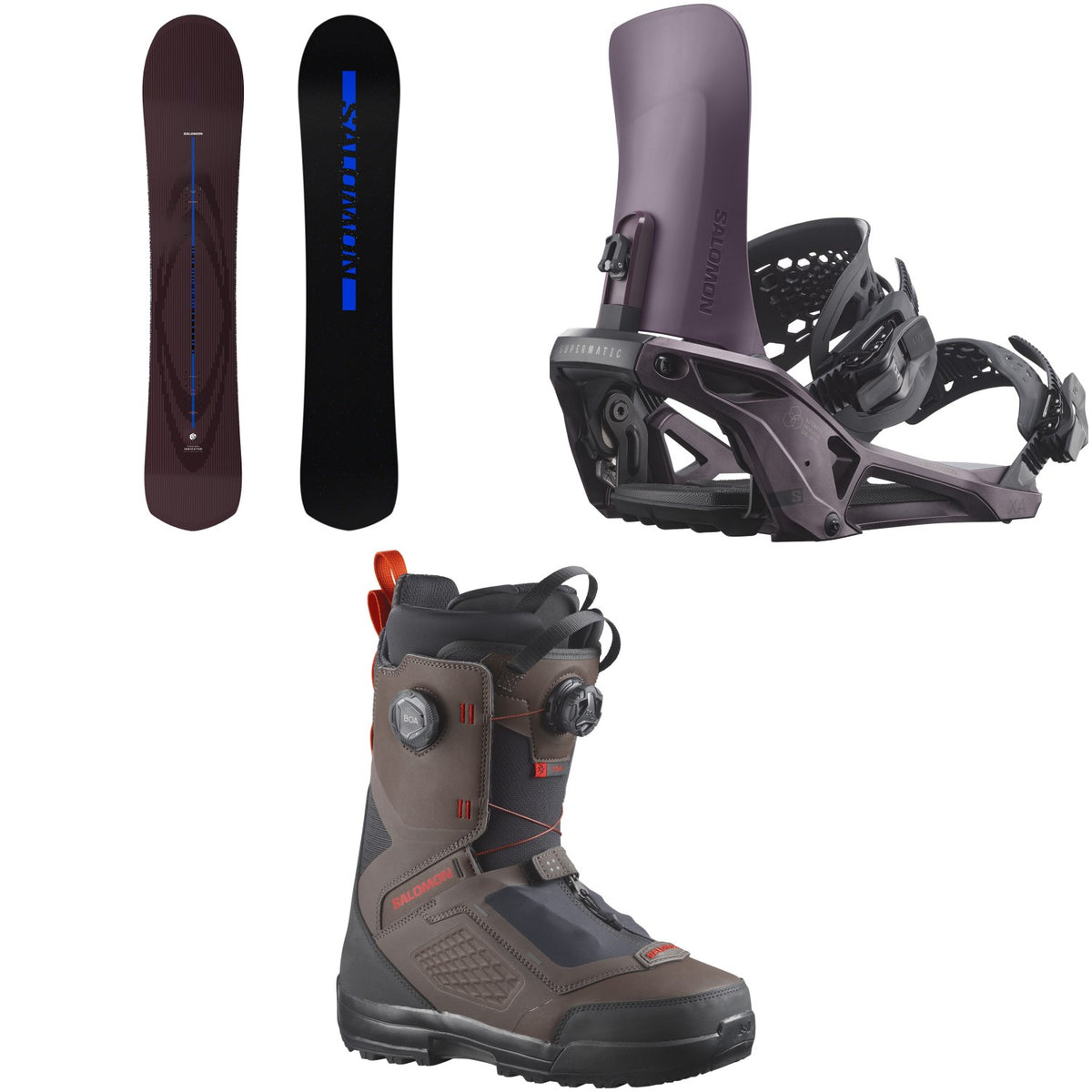 Salomon Indicator Snowboard + XA Supermatic Snowboard Bindings + Echo Dual Boa Snowboard Boots 2027