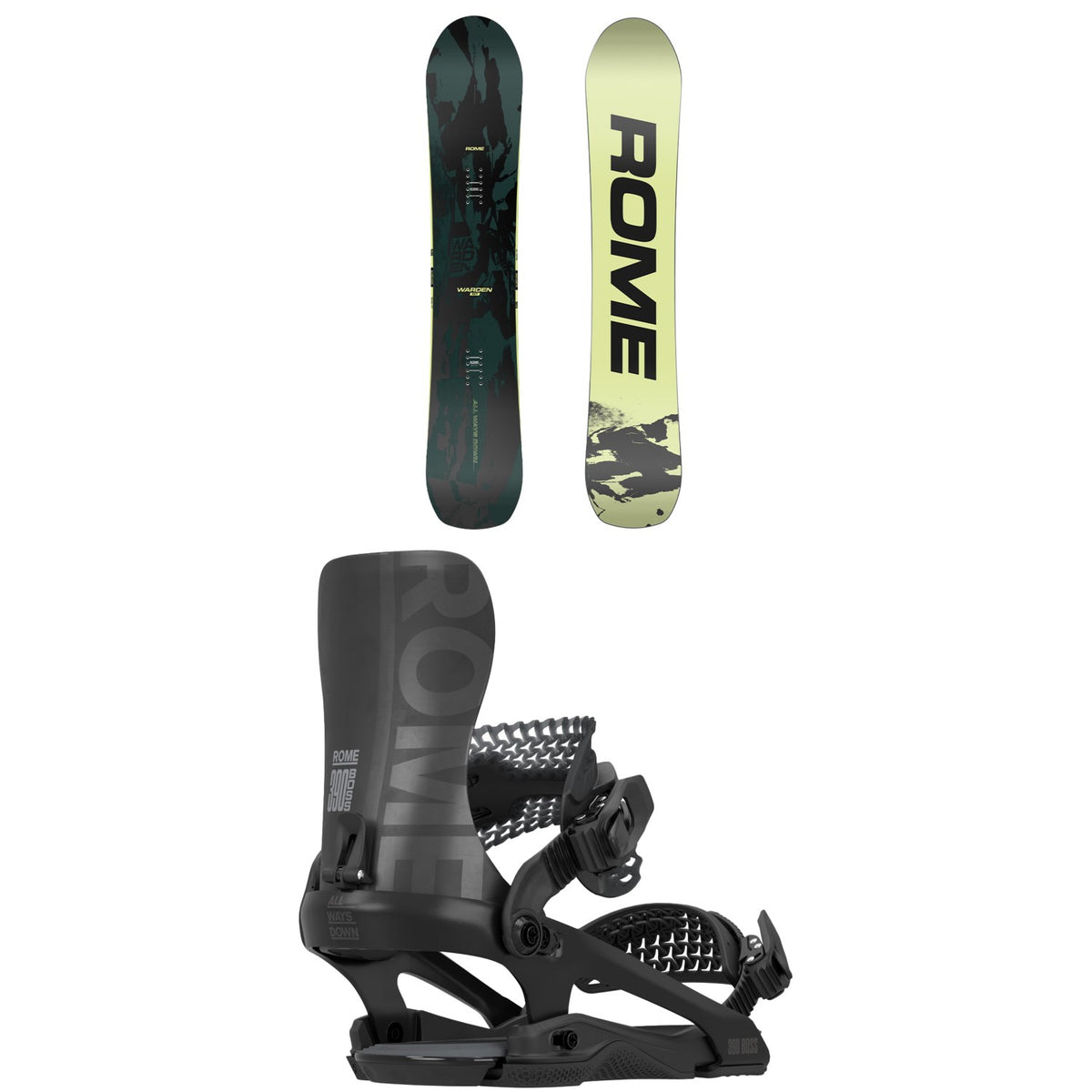 Rome Warden Snowboard + 390 Boss FW Snowboard Bindings 2027