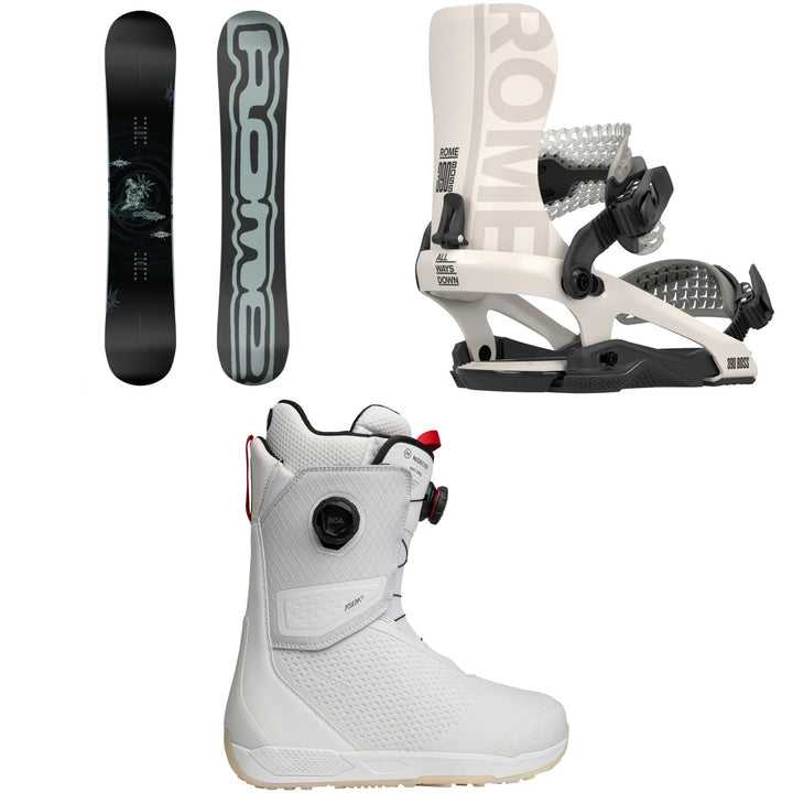 Rome Artifact Pro Snowboard + 390 Boss FW Snowboard Bindings + Nidecker Rift Pro Snowboard Boots 2026