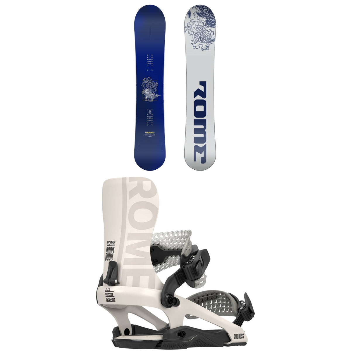 Rome Rene-Gade Snowboard + 390 Boss FW Snowboard Bindings 2026