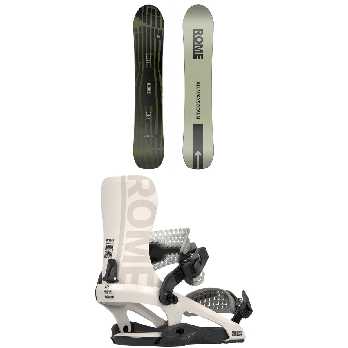 Rome Warden Snowboard + 390 Boss FW Snowboard Bindings 2026