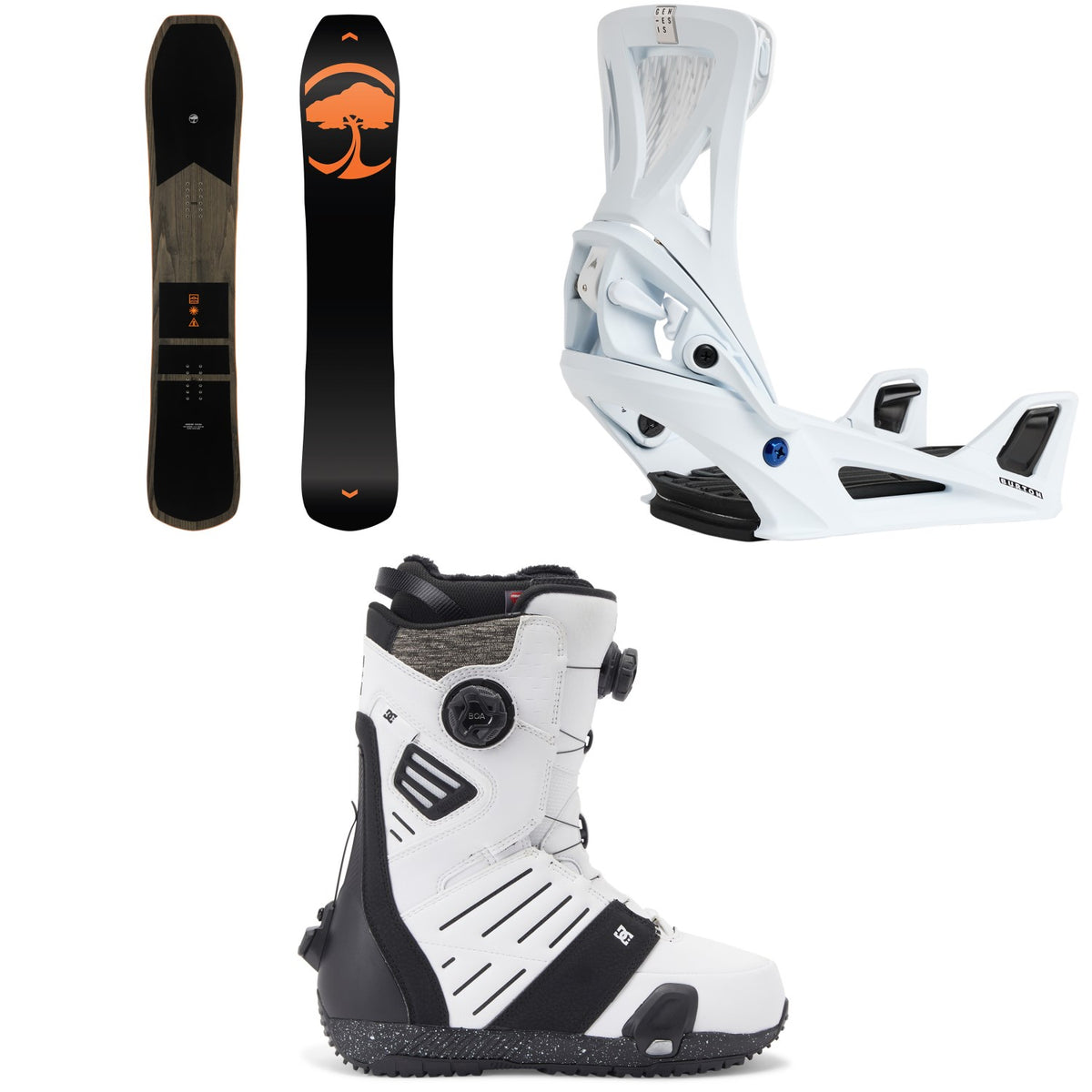 Arbor Coda Snowboard + Burton Step On Genesis Snowboard Bindings + DC Judge Step On Snowboard Boots 2026