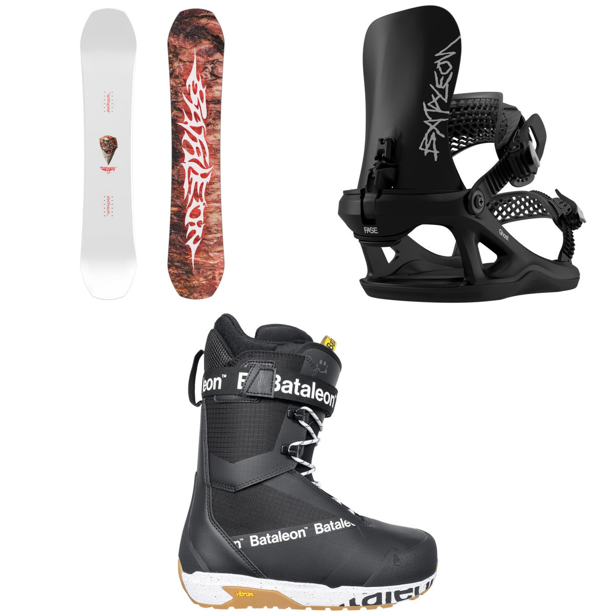 Bataleon Stereo Team Snowboard + Ghost FASE Snowboard Bindings + Salsa Lace Snowboard Boots 2027