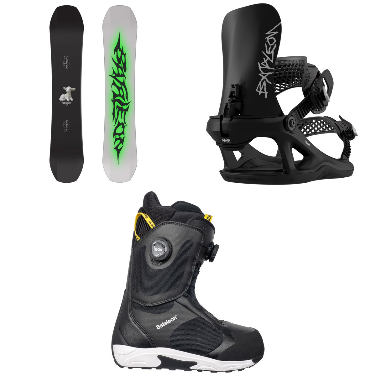 Bataleon Stereo Snowboard + Ghost FASE Snowboard Bindings + Rave Double Boa Snowboard Boots 2027