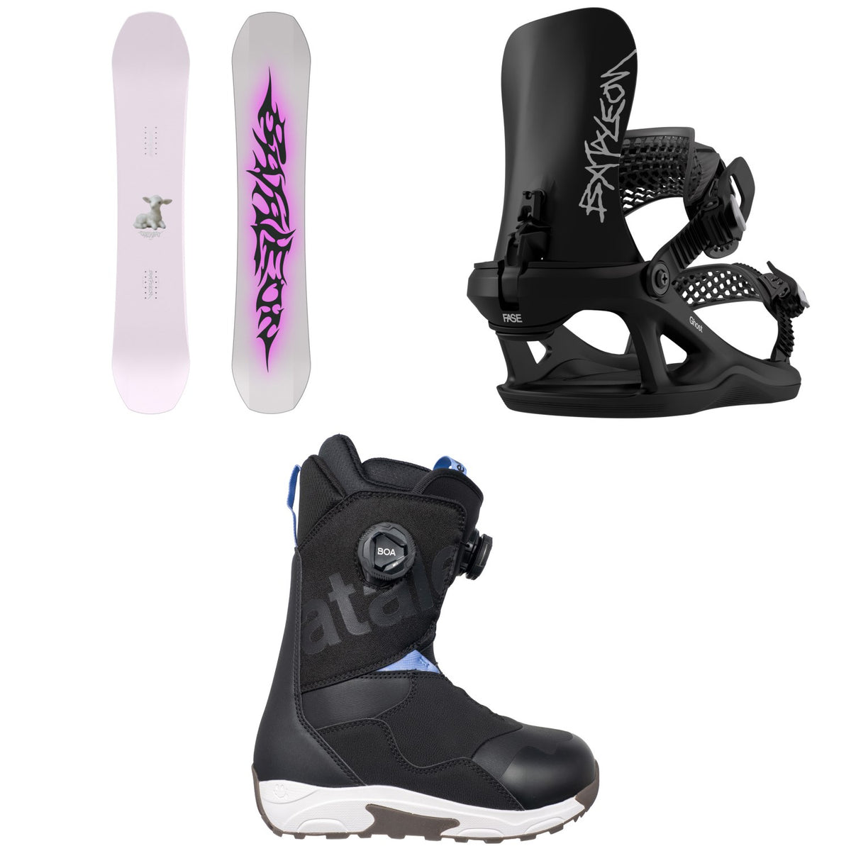 Bataleon Stereo Snowboard + Ghost FASE Snowboard Bindings + Twist Double Boa Snowboard Boots - Women's 2027