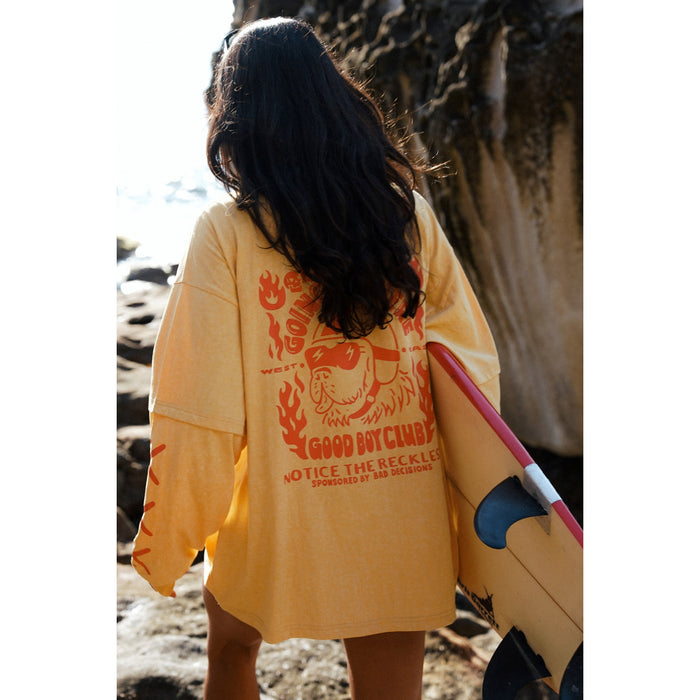 Notice The Reckless Going Nowhere Layered Long-Sleeve T-Shirt - Women's Washed Yellow