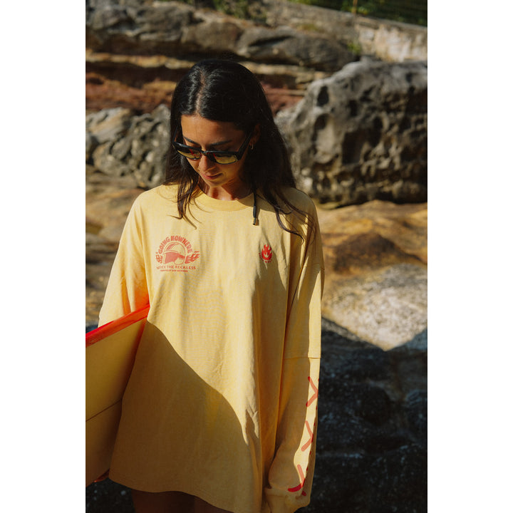 Notice The Reckless Going Nowhere Layered Long-Sleeve T-Shirt - Women's Washed Yellow
