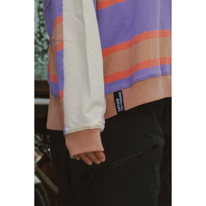 Notice The Reckless Retro Stripe Polo Shirt - Women's Purple/Brown/Orange/Cream