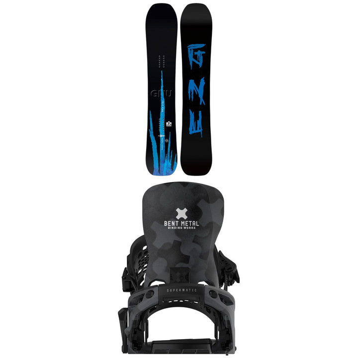 GNU Banked Country Snowboard + Bent Metal Lightning Supermatic Snowboard Bindings 2027