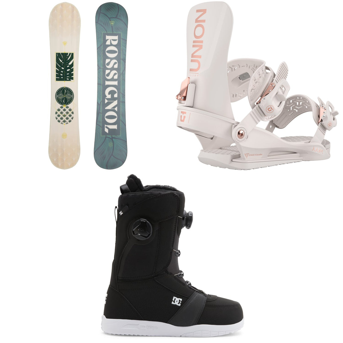 Rossignol Soulside Snowboard + Union Juliet Snowboard Bindings + DC Lotus Snowboard Boots - Women's