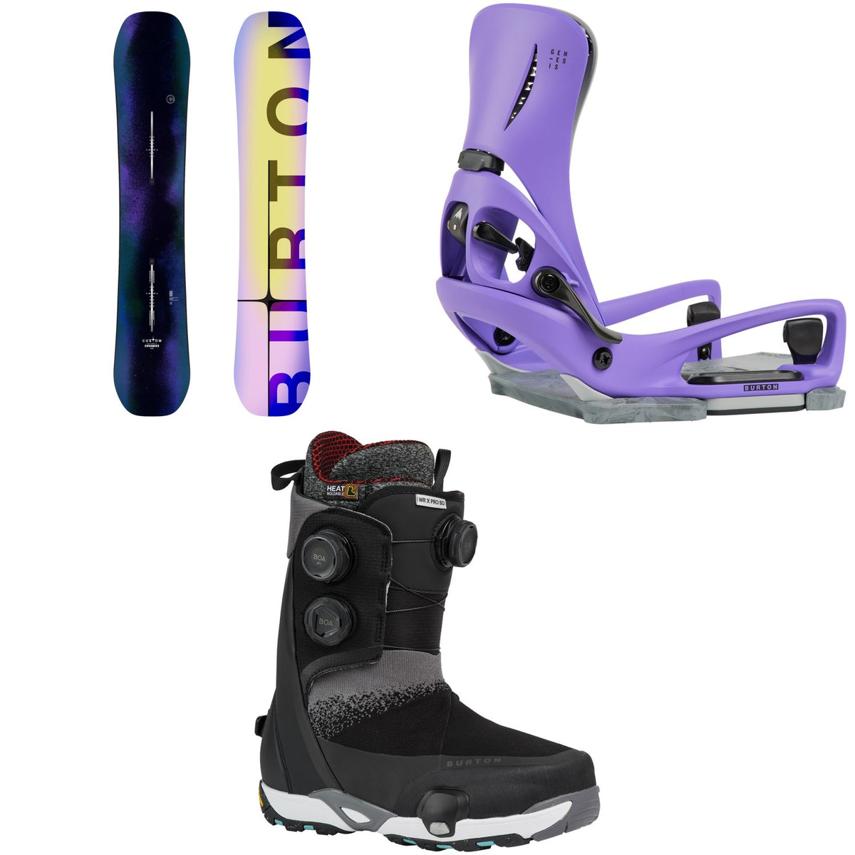 Burton Custom Flying V Snowboard + Step On Genesis EST Snowboard Bindings + Waverange X Pro Step On Snowboard Boots 2027