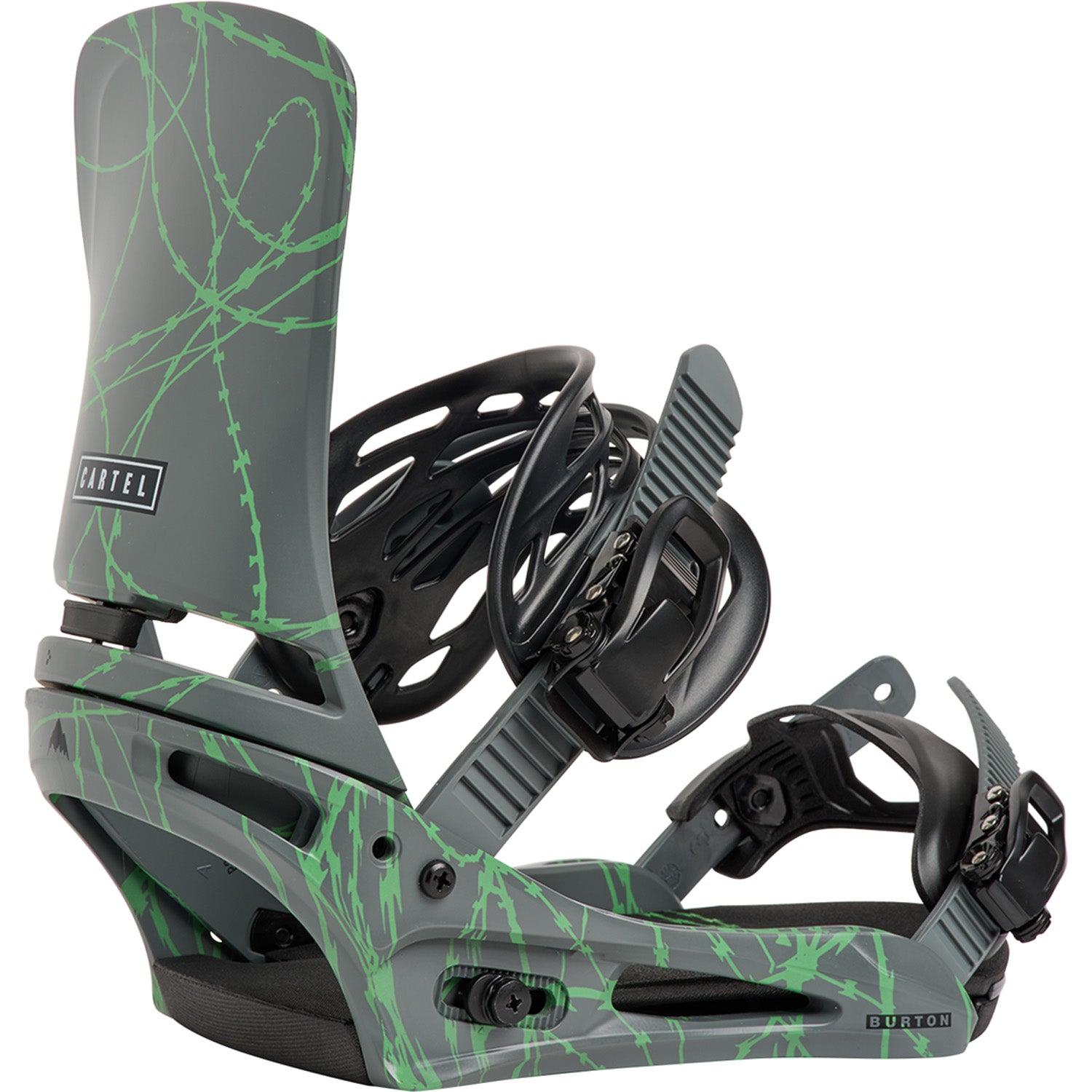 2016 burton cartel snowboard bindings Men's Re:Flex Bindings, Gray / Green Voltage / L Brute Box Shimano Tranx 300 B Color & Sound:Canadian Crush / Herring Sound glass/nylon composite baseplate delivers