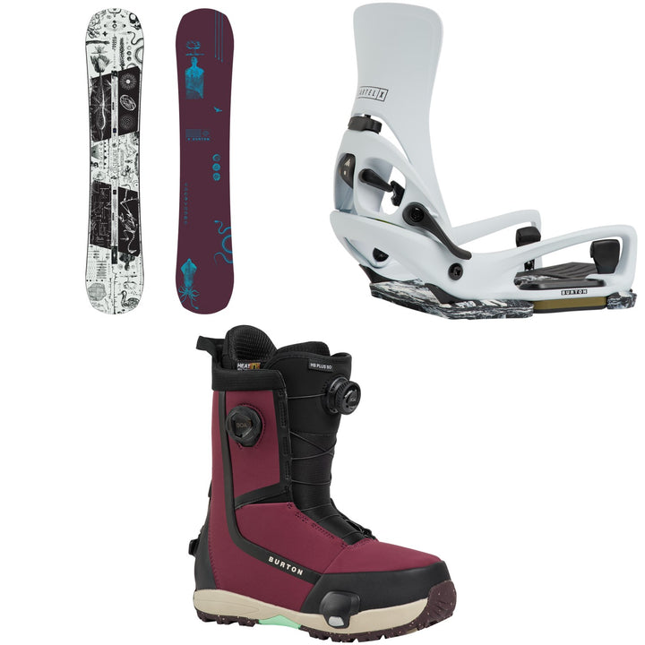 Burton Rewind Snowboard + Step On Cartel X EST Snowboard Bindings + Highshot Plus Step On Snowboard Boots 2027