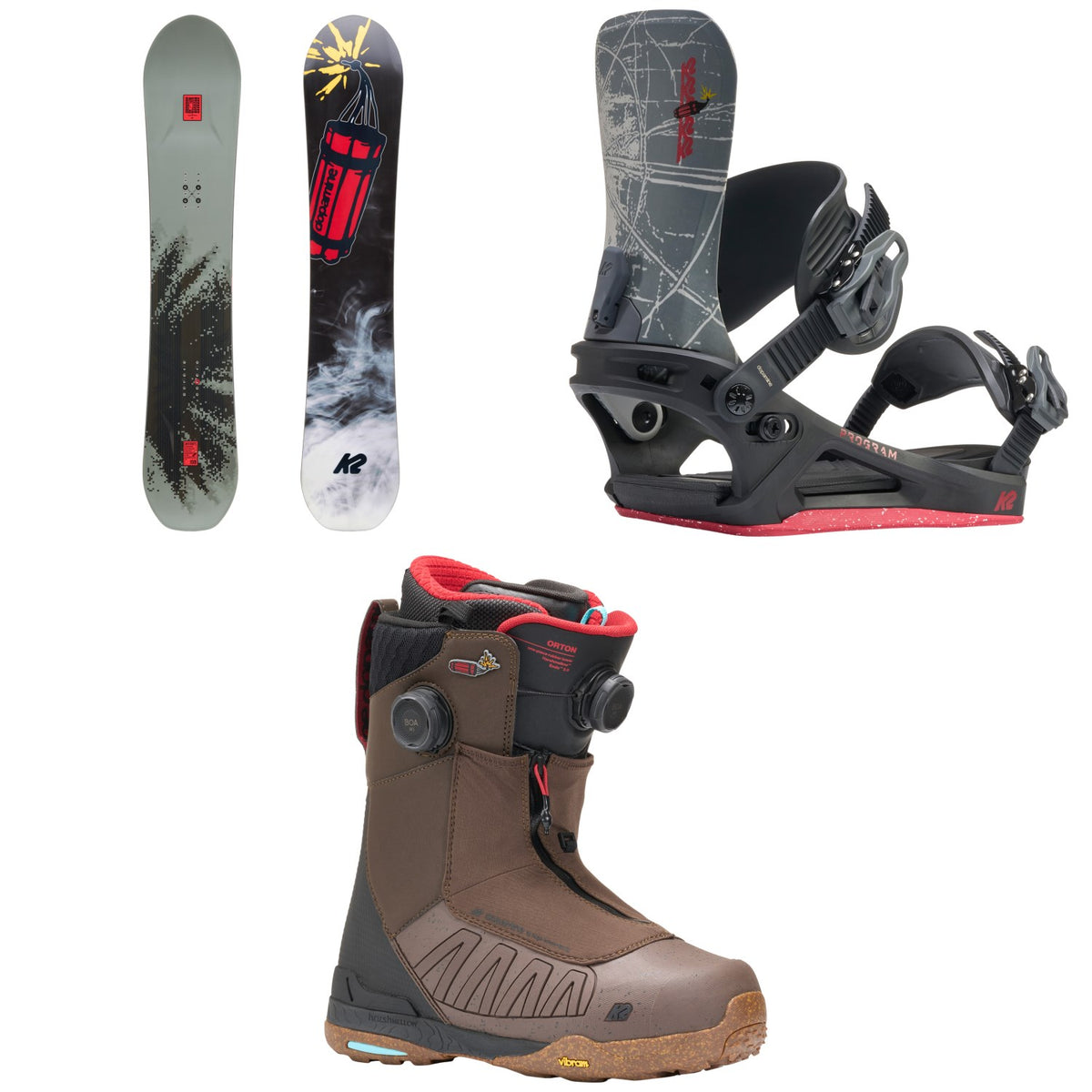 K2 Antidote Snowboard + Program Snowboard Bindings + Orton Snowboard Boots 2027