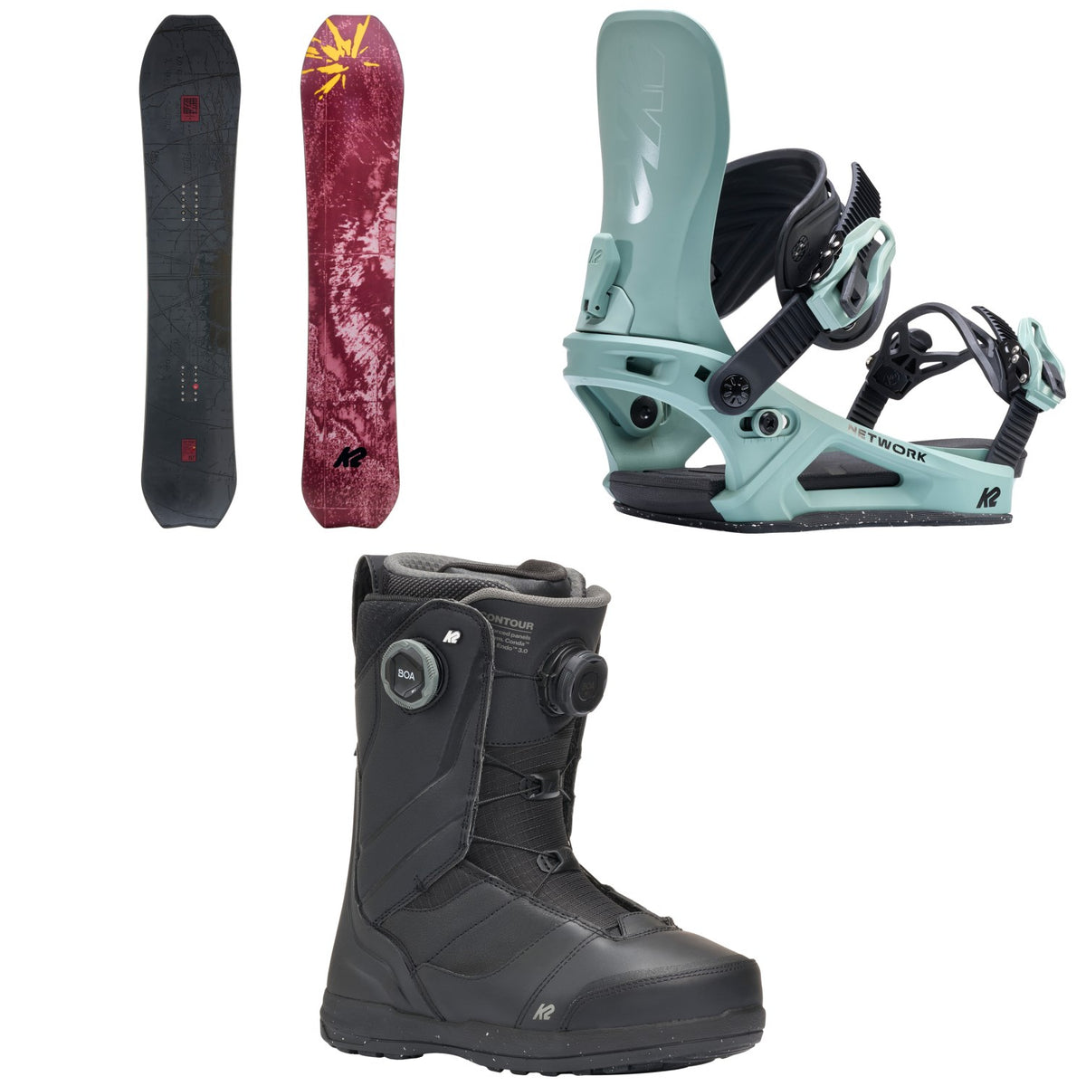 K2 Sky Pilot Snowboard + Network Snowboard Bindings + Contour Snowboard Boots - Women's 2027