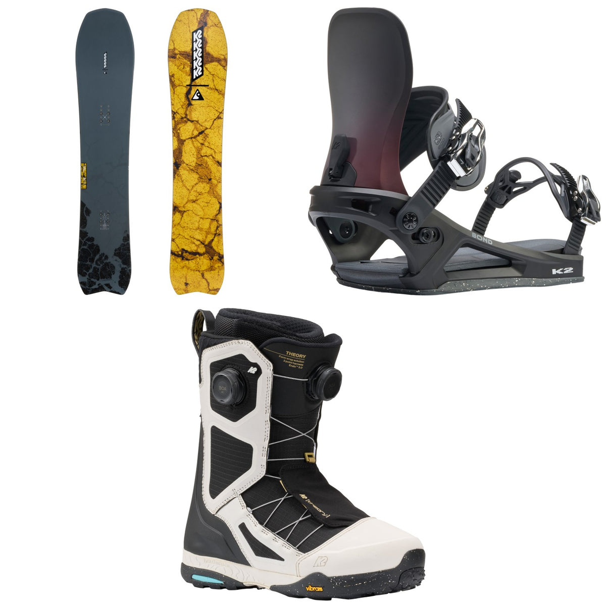 K2 Excavator Snowboard + Bond Snowboard Bindings + Theory Snowboard Boots 2027