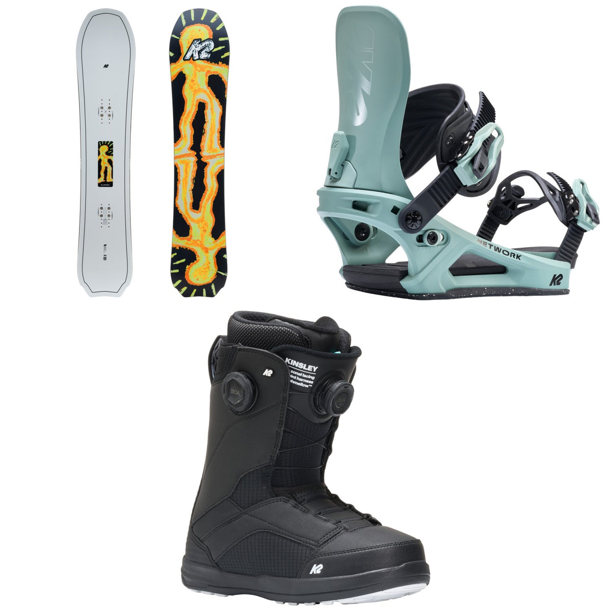 K2 Almanac Snowboard + Network Snowboard Bindings+ Kinsley Snowboard Boots - Women's 2027