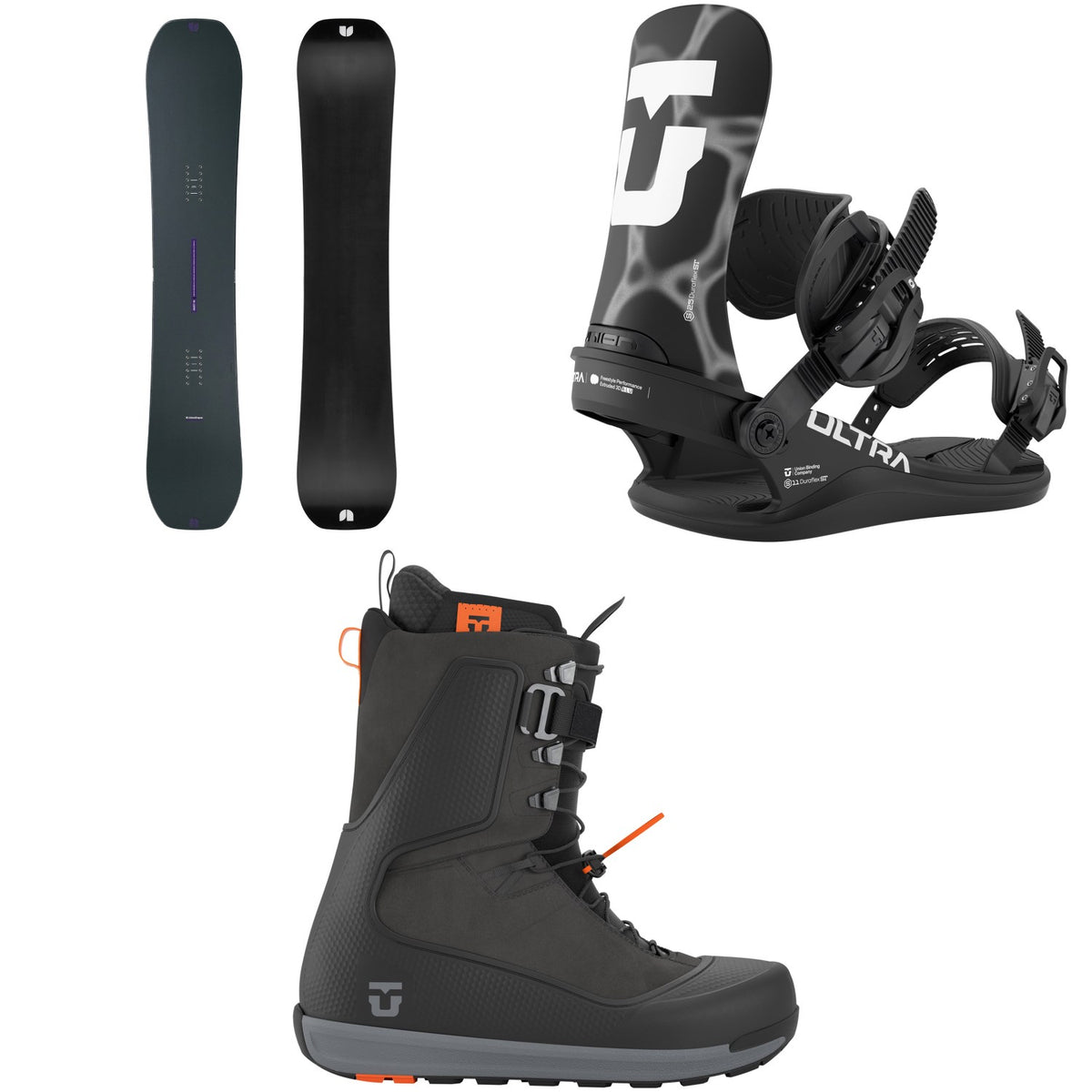 United Shapes Object Snowboard + Union Ultra Snowboard Bindings + Factory Snowboard Boots 2027